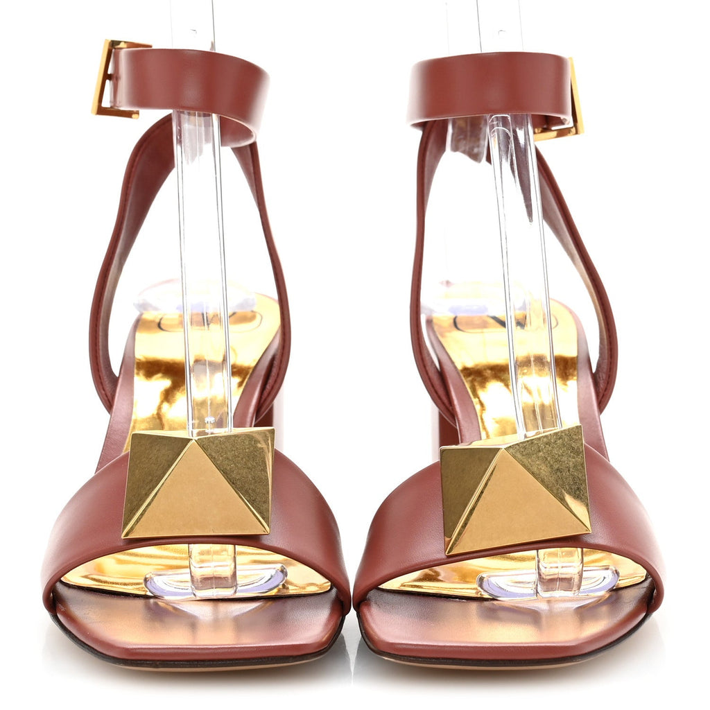 CALFSKIN ONE STUD ANKLE STRAP 60MM SANDALS GINGERBREAD
