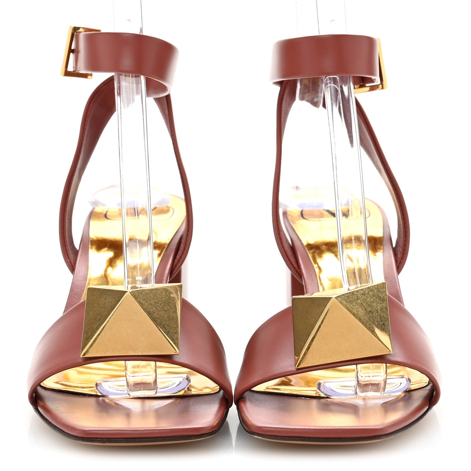 CALFSKIN ONE STUD ANKLE STRAP 60MM SANDALS GINGERBREAD