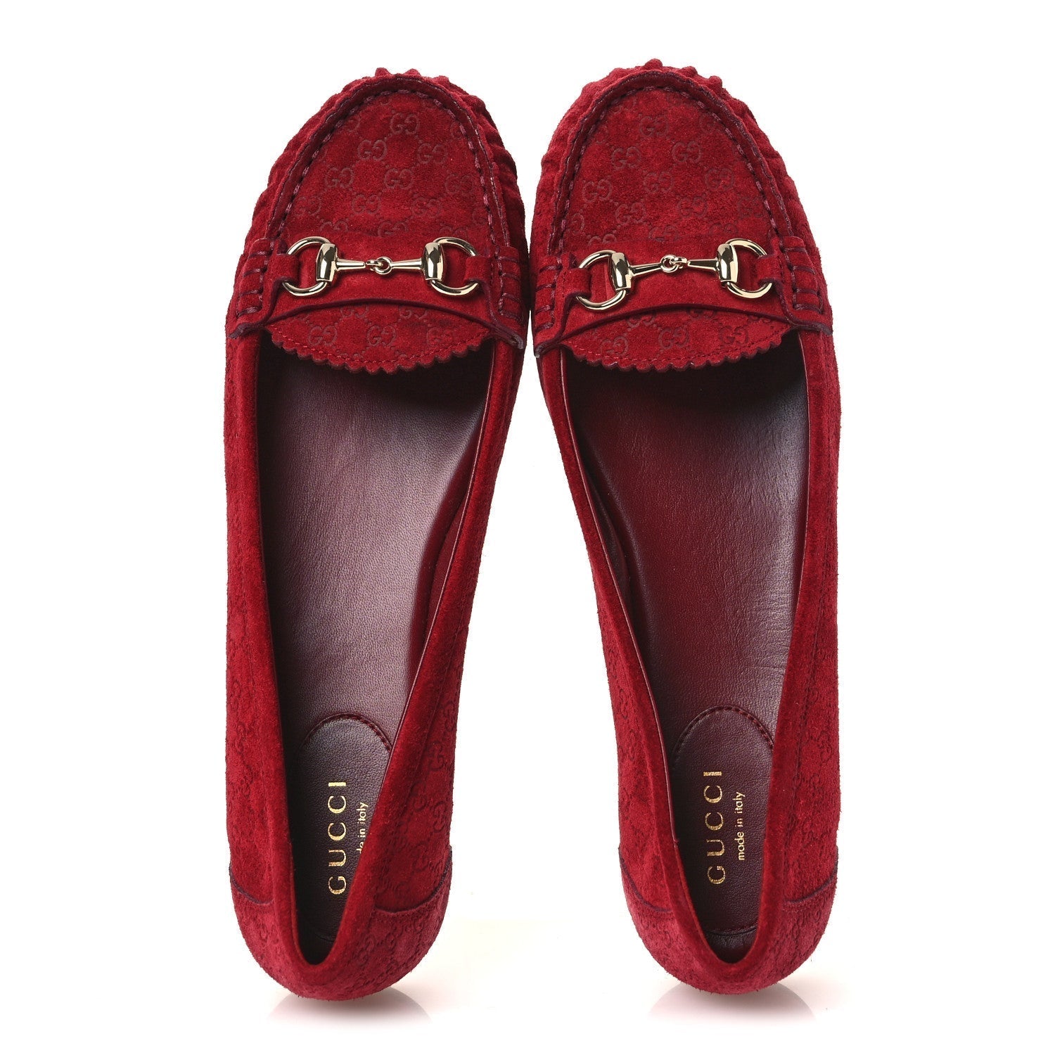 SUEDE MICRO GG HORSEBIT WOMENS KENSINGTON MOCCASIN LOAFERS ROSSO ANCORA