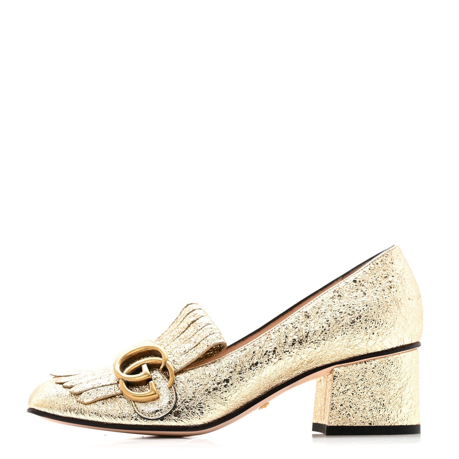 GALASSIA GG MARMONT FRINGE 50MM LOAFER PUMPS PLATINO