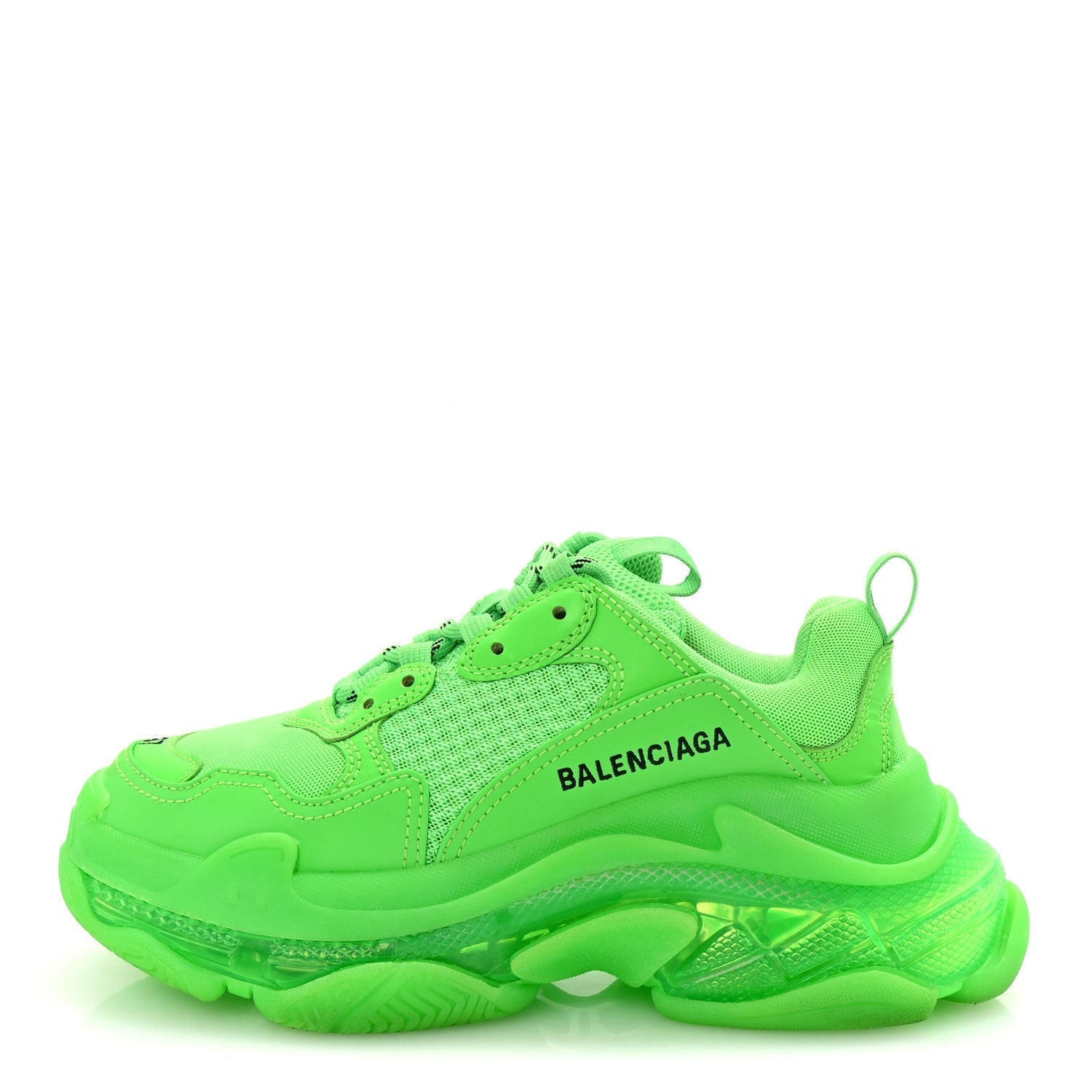 FABRIC MESH CLEAR SOLE WOMENS TRIPLE S SNEAKERS FLUO GREEN
