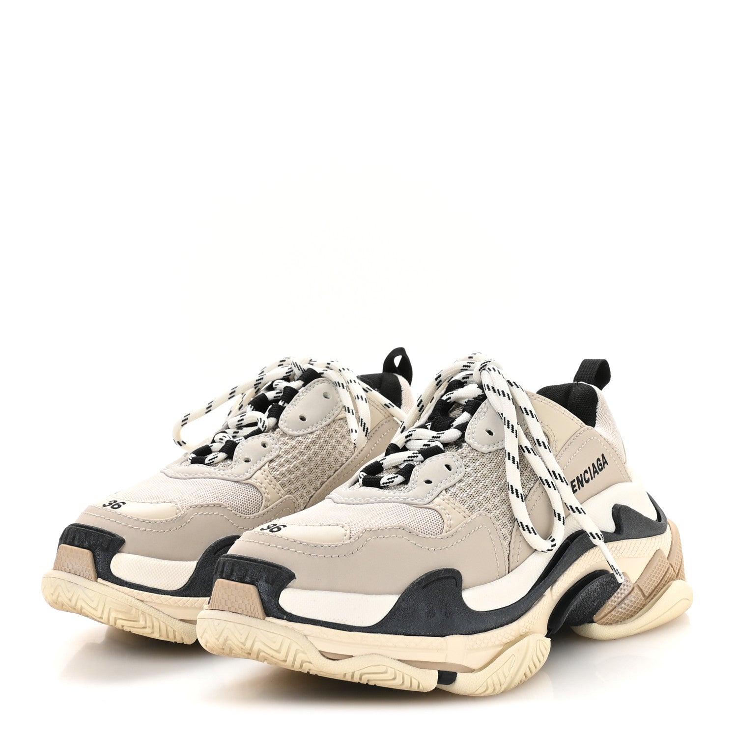 FABRIC MESH WOMENS TRIPLE S SNEAKERS BEIGE BLACK
