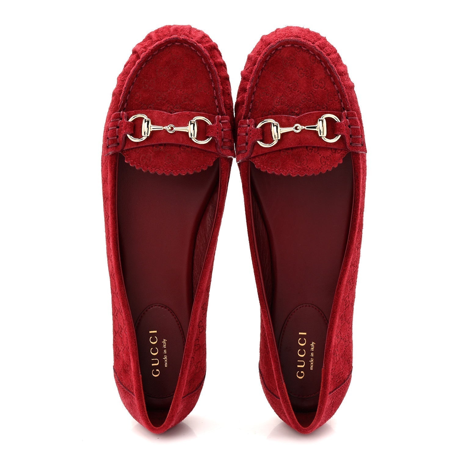 SUEDE MICRO GG HORSEBIT WOMENS KENSINGTON MOCCASIN LOAFERS ROSSO ANCORA