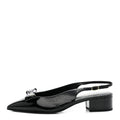 CRUMPLED PATENT CALFSKIN CC BOW SLINGBACK PUMPS BLACK