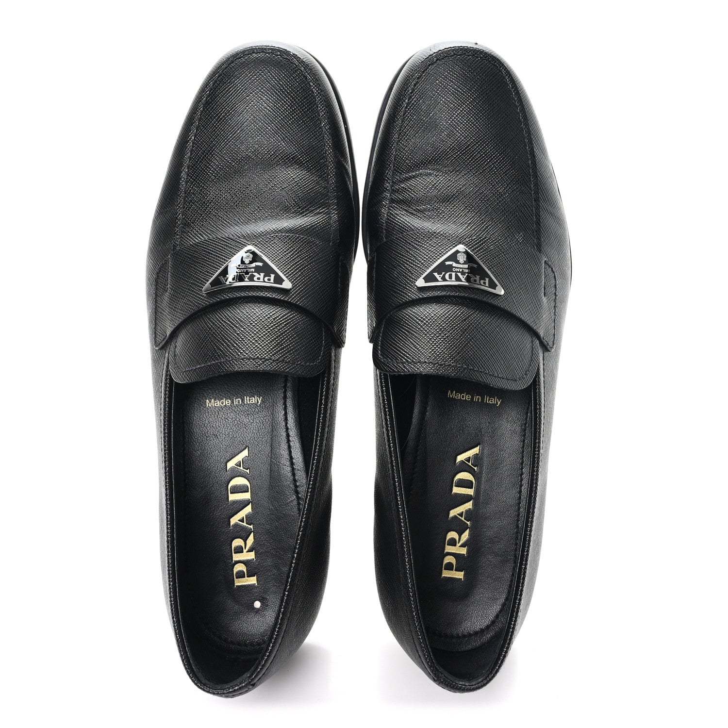 SAFFIANO MENS TRIANGLE LOAFERS BLACK