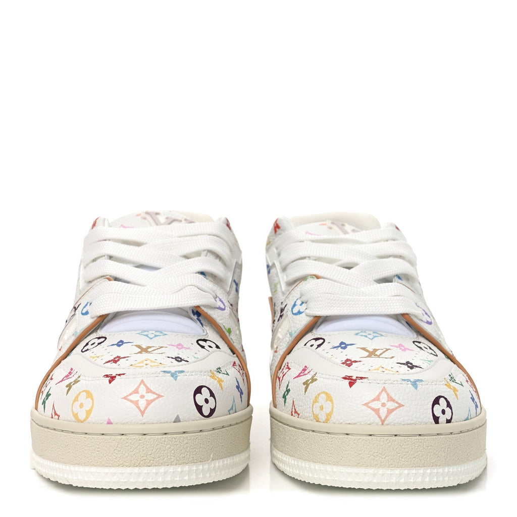 LV X TM CALFSKIN MONOGRAM MULTICOLOR WOMENS LV TRAINER SNEAKERS WHITE MULTICOLOR