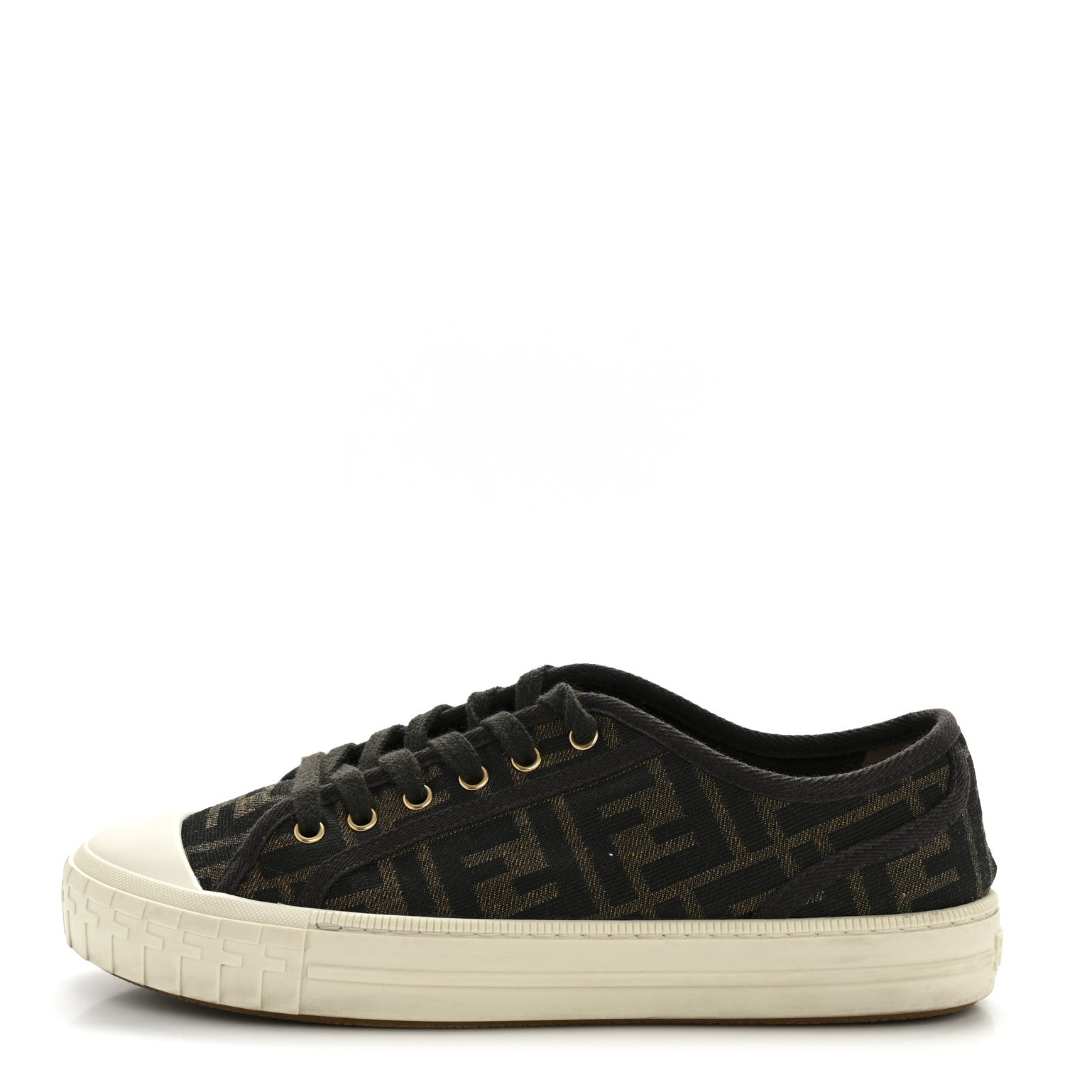 FABRIC JACQUARD FF WOMENS DOMINO LOW TOP SNEAKERS TOBACCO