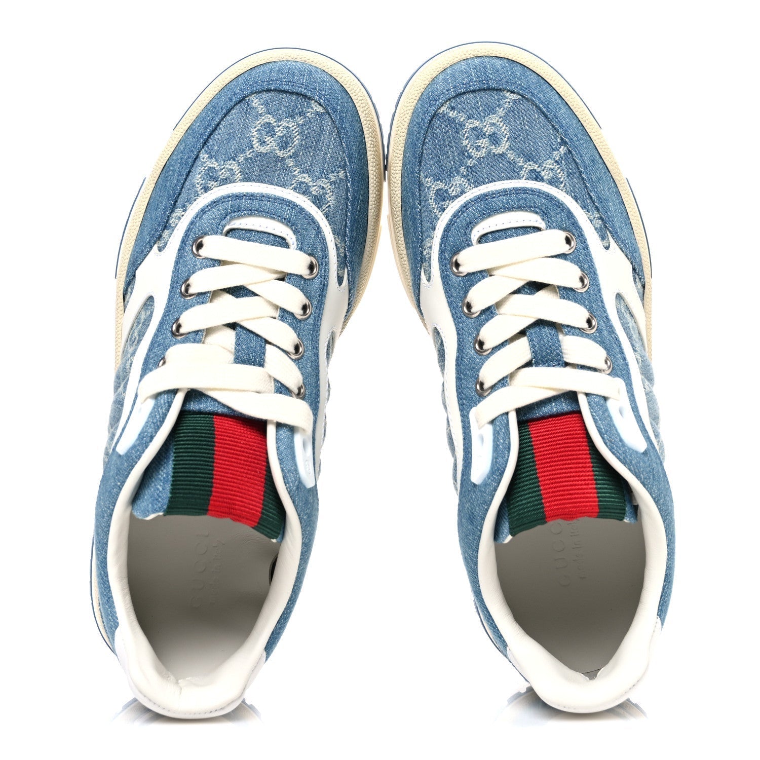 NEW DENIM DELAVE GG MONOGRAM WOMENS RE-WEB SNEAKERS LIGHT BLUE ROYALE