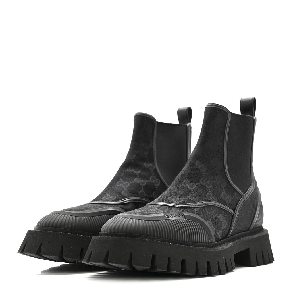 CANVAS CALFSKIN GG SUPREME ANKLE BOOTS BLACK