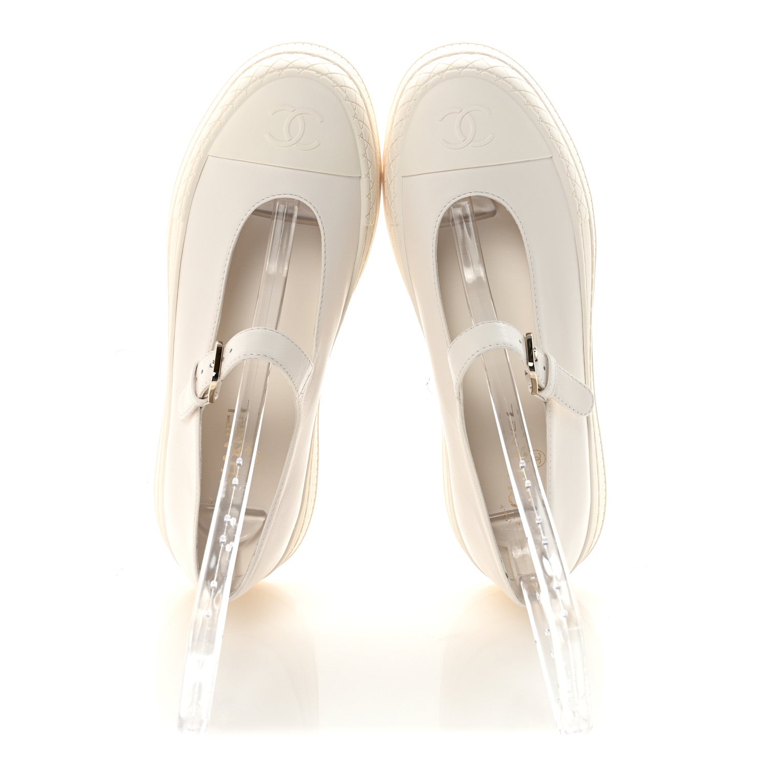 LAMBSKIN MARY JANE FLATS WHITE