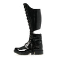 X TIMBERLAND PATENT CRYSTAL WOMENS VIBRAM KNEE HIGH BOOTS BLACK