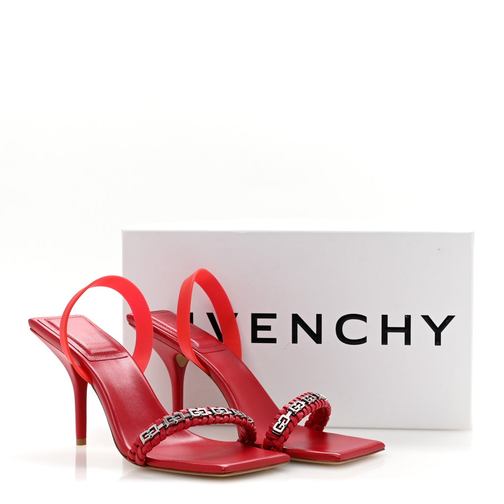 NAPPA POLYURETHANE G WOVEN SLINGBACK 90MM SANDALS DARK RED