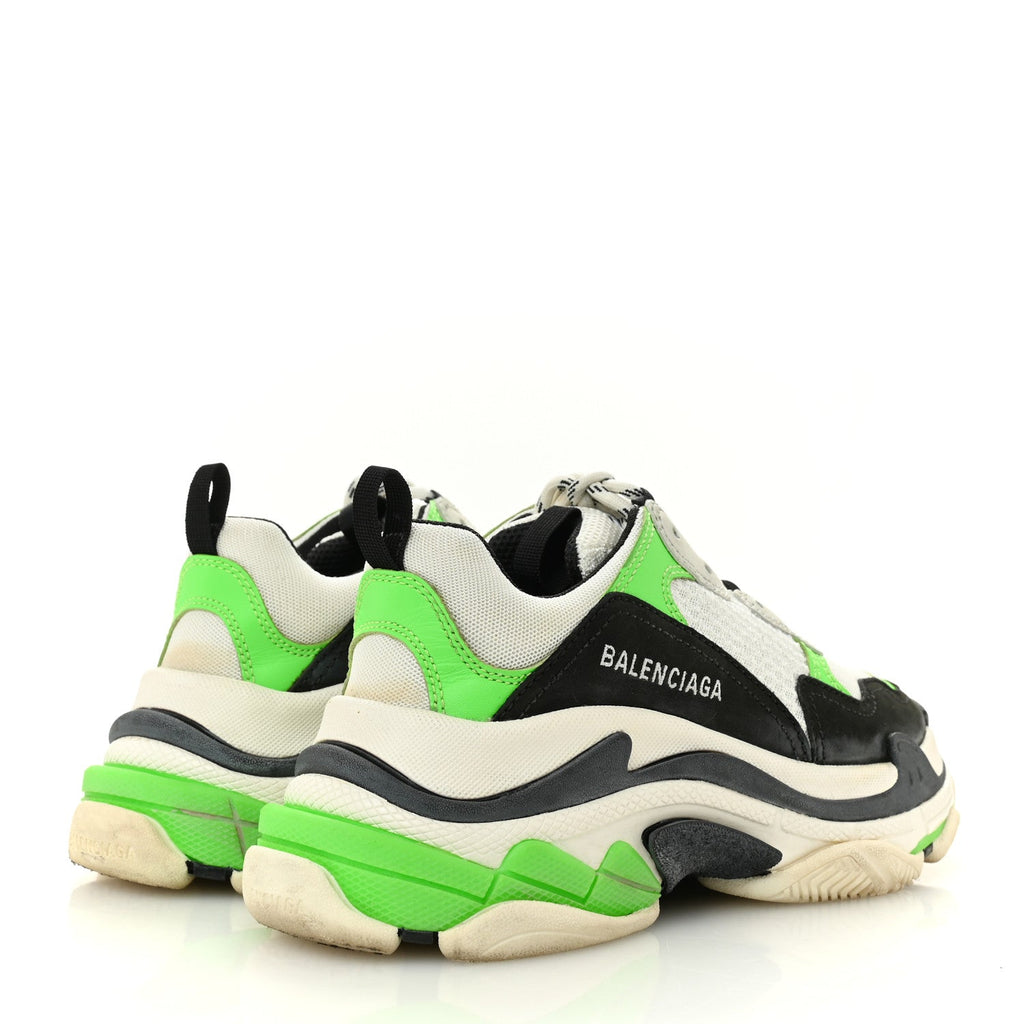 FABRIC MESH WOMENS TRIPLE S SNEAKERS WHITE GREEN FLUO BLACK