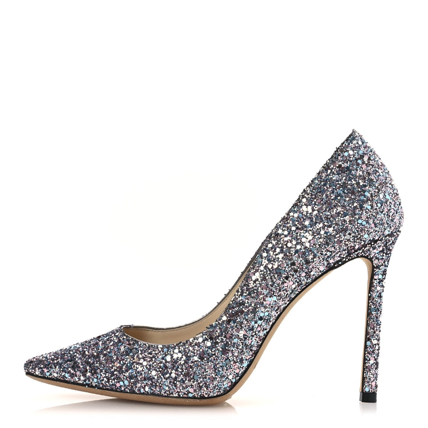 COARSE GLITTER DEGRADE POINTY TOE ROMY 100 PUMPS BUBBLEGUM MULTICOLOR