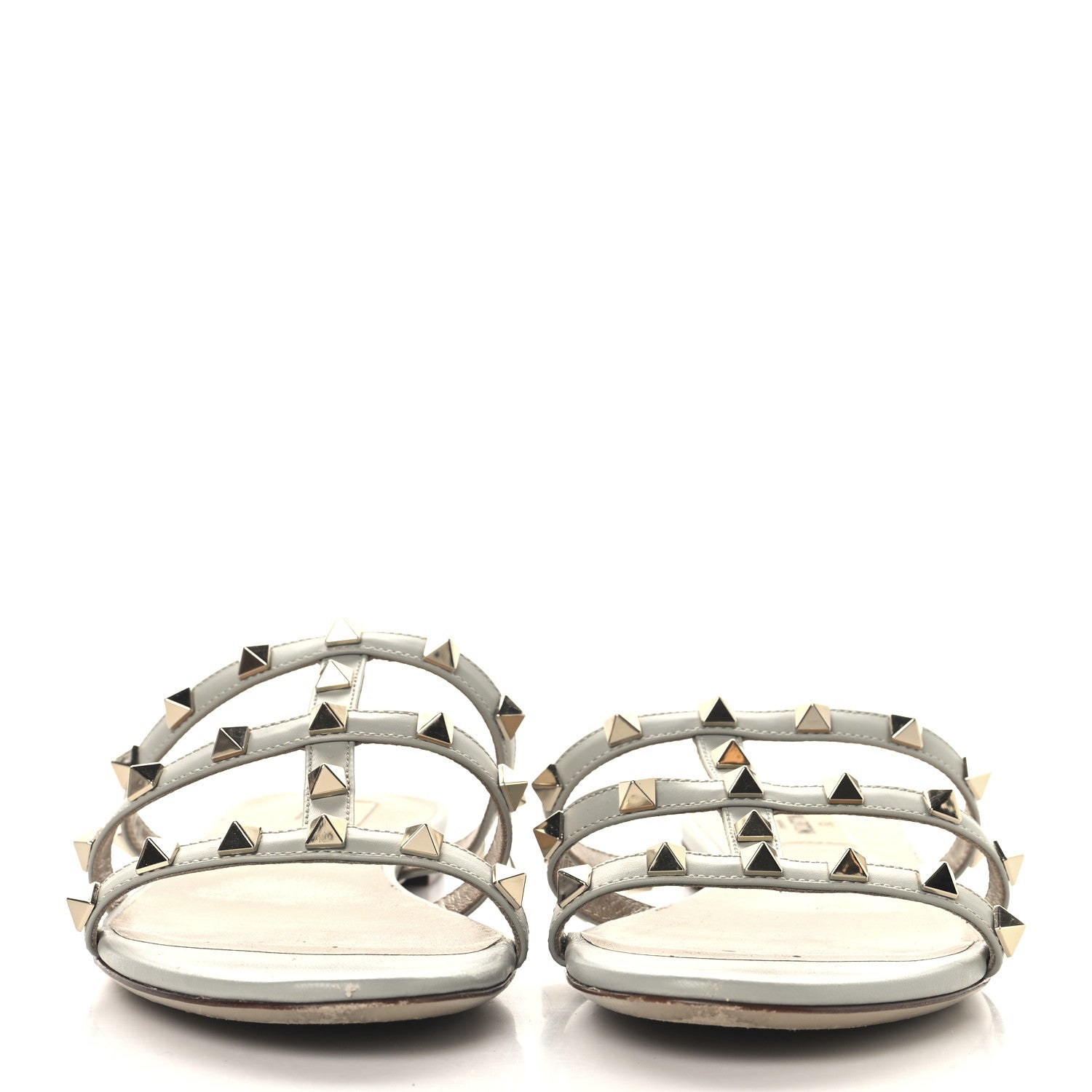 NAPPA ROCKSTUD CAGED FLAT SLIDE SANDALS GREY