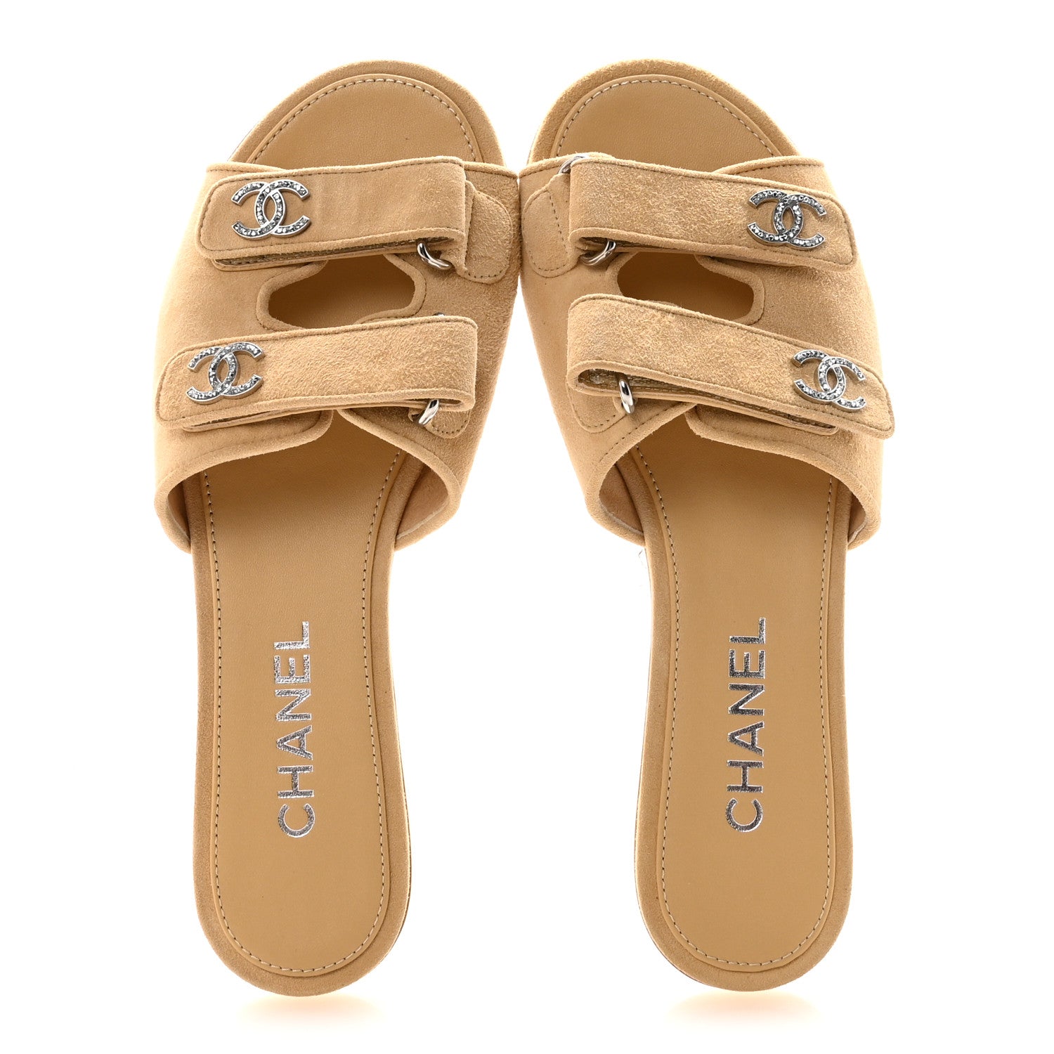 SUEDE KIDSKIN VELCRO MULES BEIGE