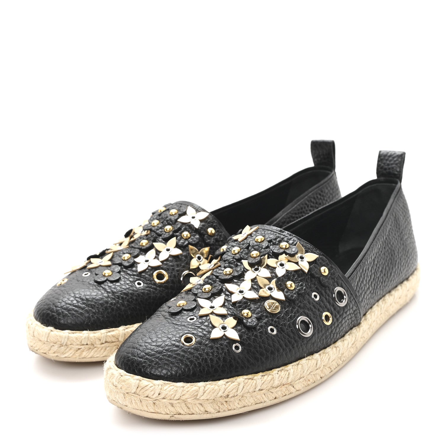 CALFSKIN TROPICAL BLOOM ESPADRILLE FLAT BLACK