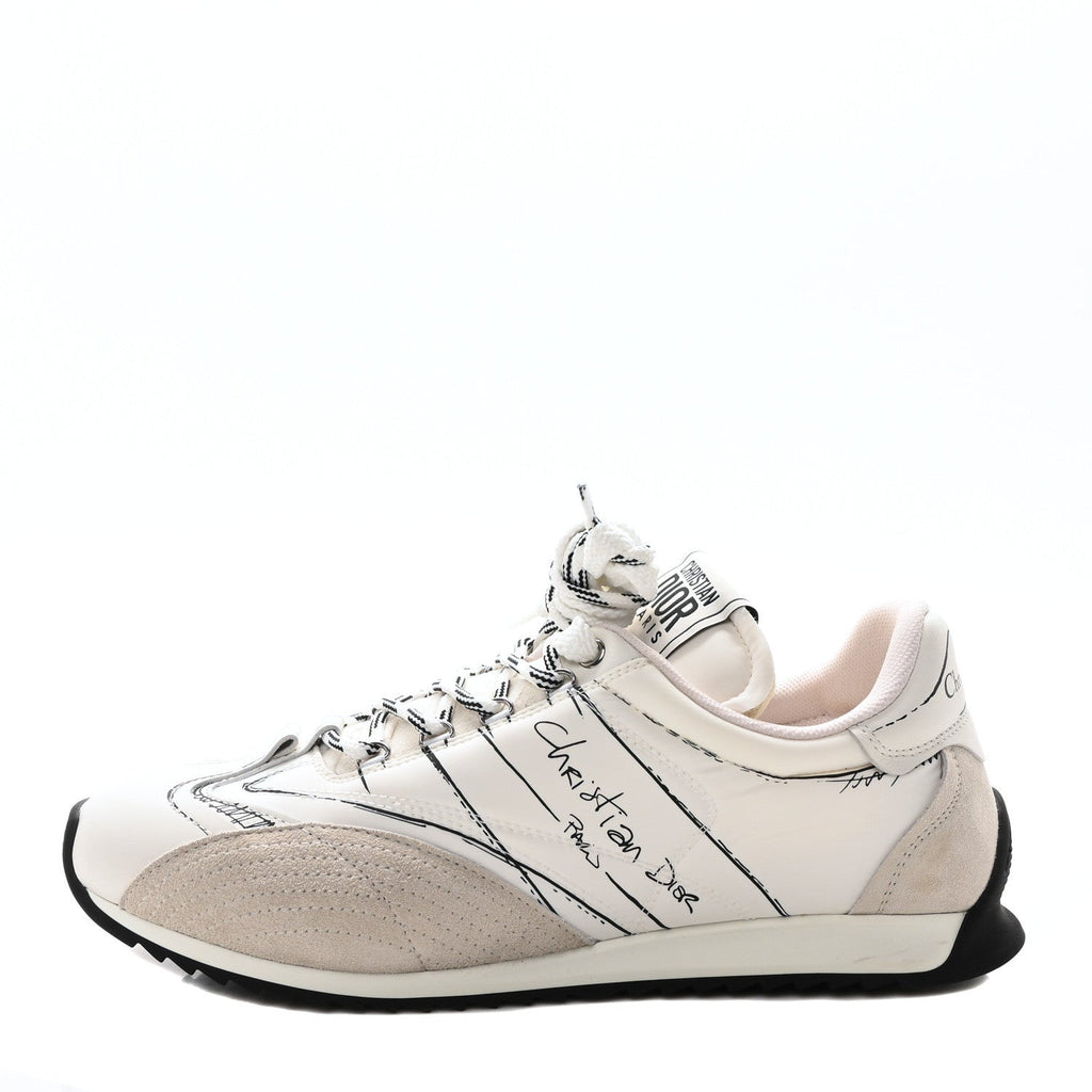 CALFSKIN NYLON WOMENS D-SKETCH SNEAKERS WHITE