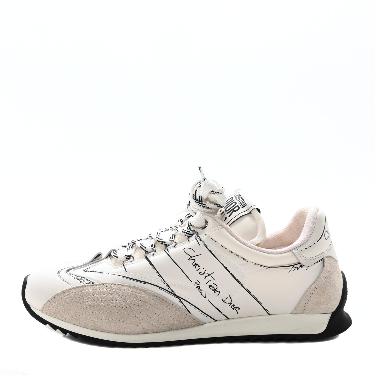 CALFSKIN NYLON WOMENS D-SKETCH SNEAKERS WHITE