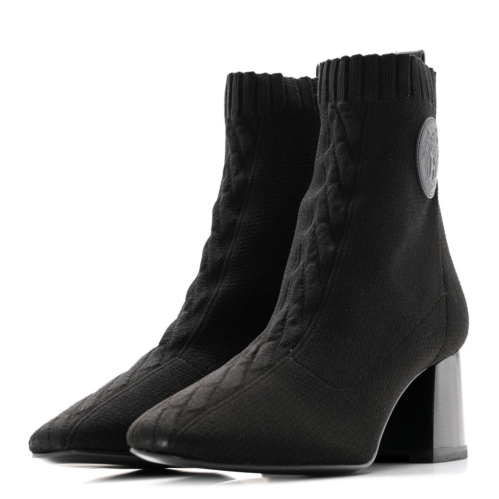 KNIT CALFSKIN VOLVER 60 ANKLE BOOTS BLACK