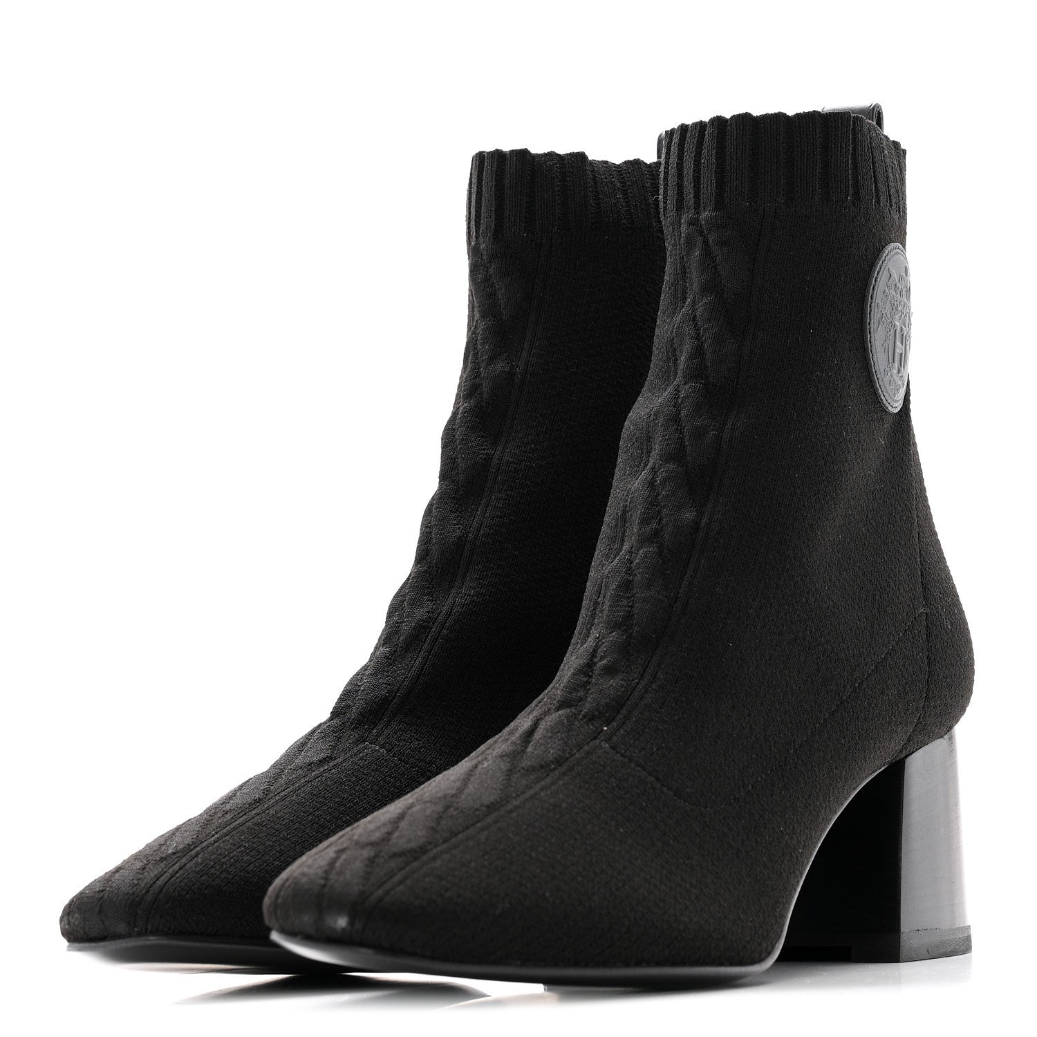 KNIT CALFSKIN VOLVER 60 ANKLE BOOTS BLACK