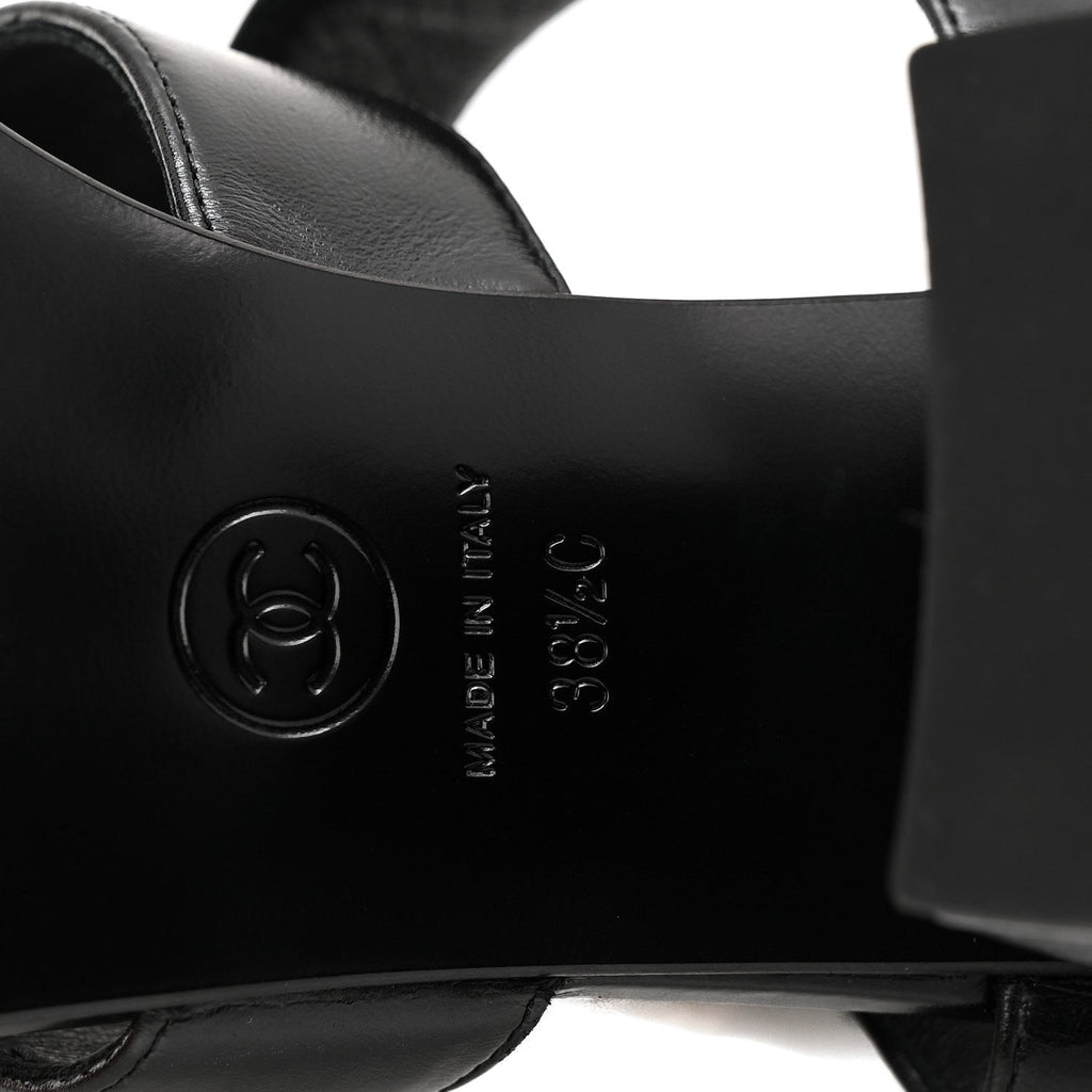 SHINY CALFSKIN CC SANDALS BLACK
