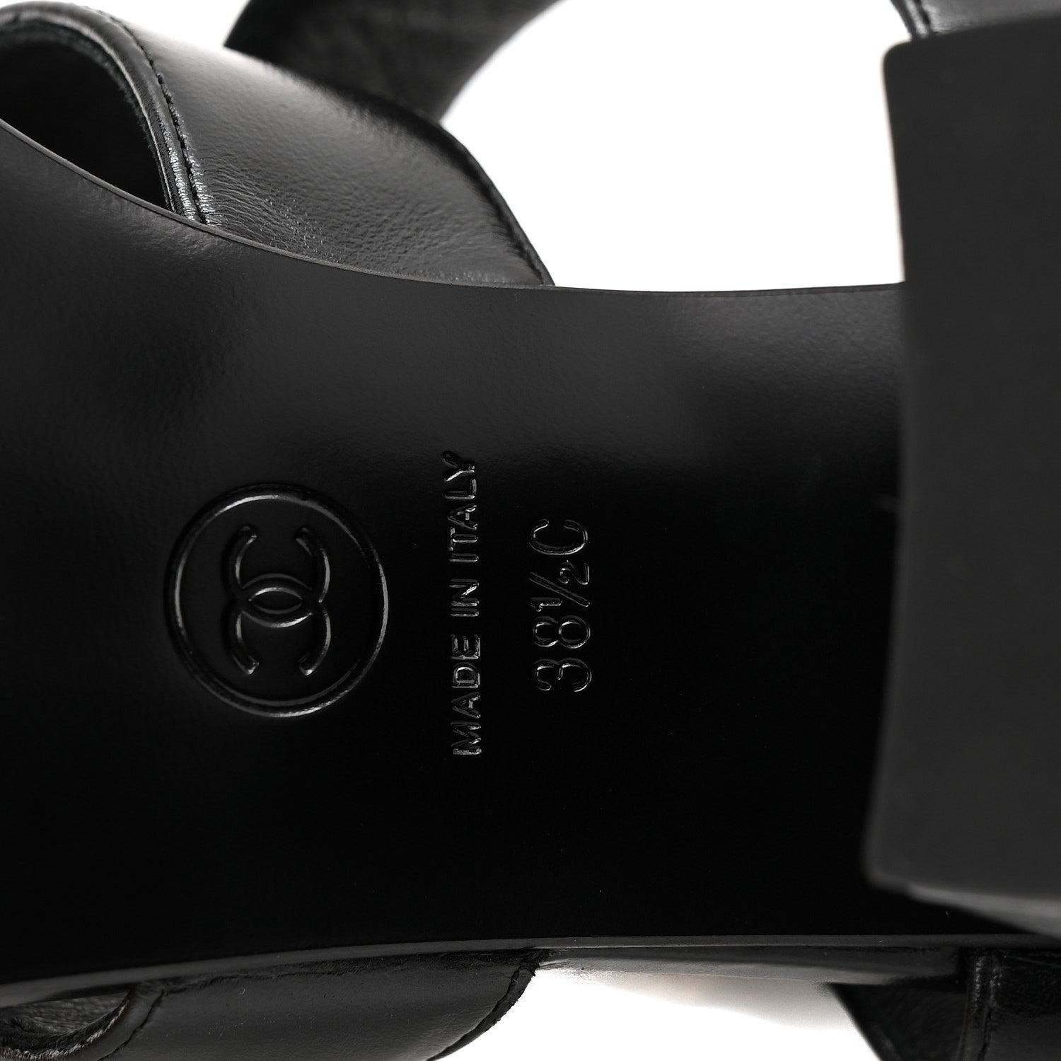 SHINY CALFSKIN CC SANDALS BLACK