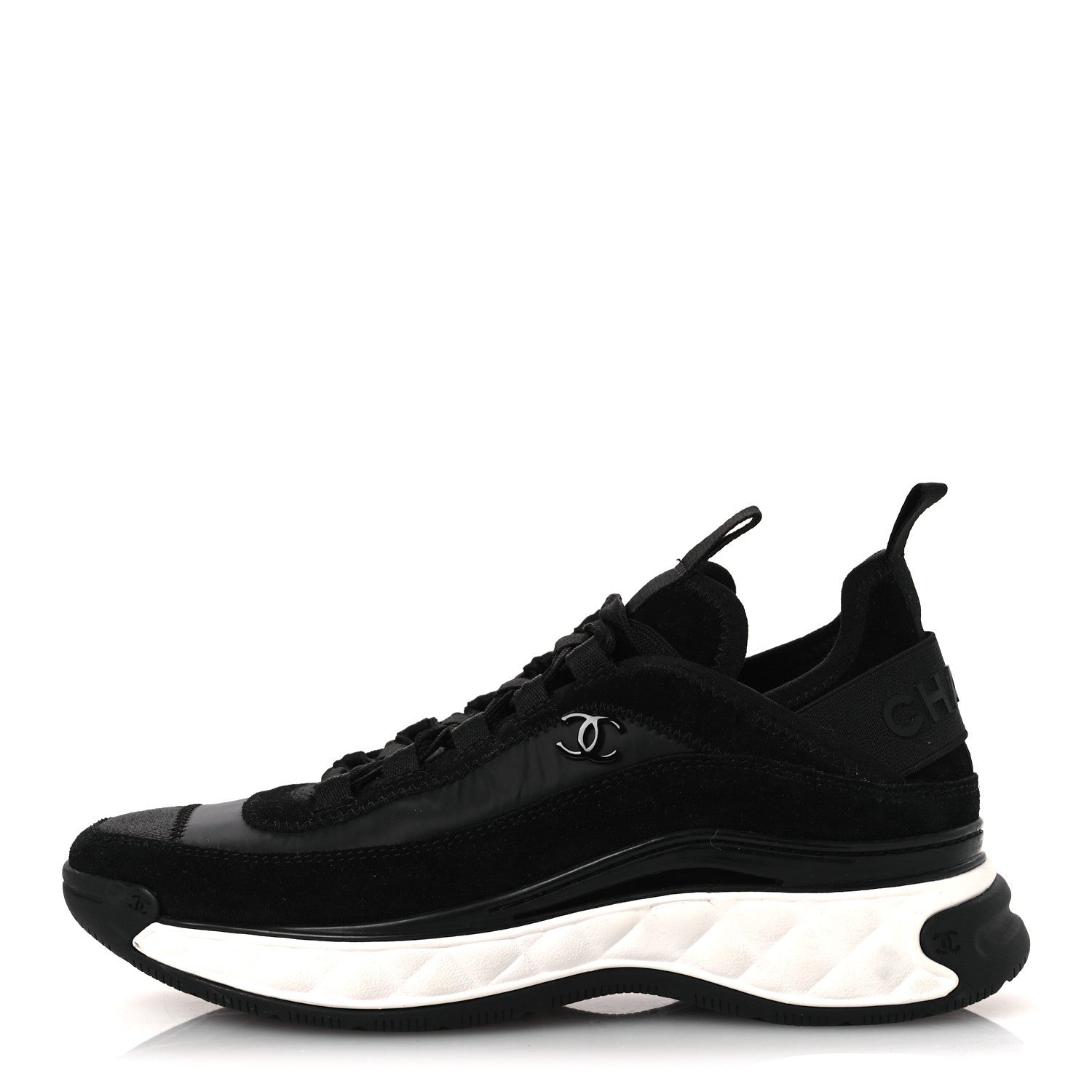 VELVET CALFSKIN MIXED FIBERS CC SNEAKERS BLACK