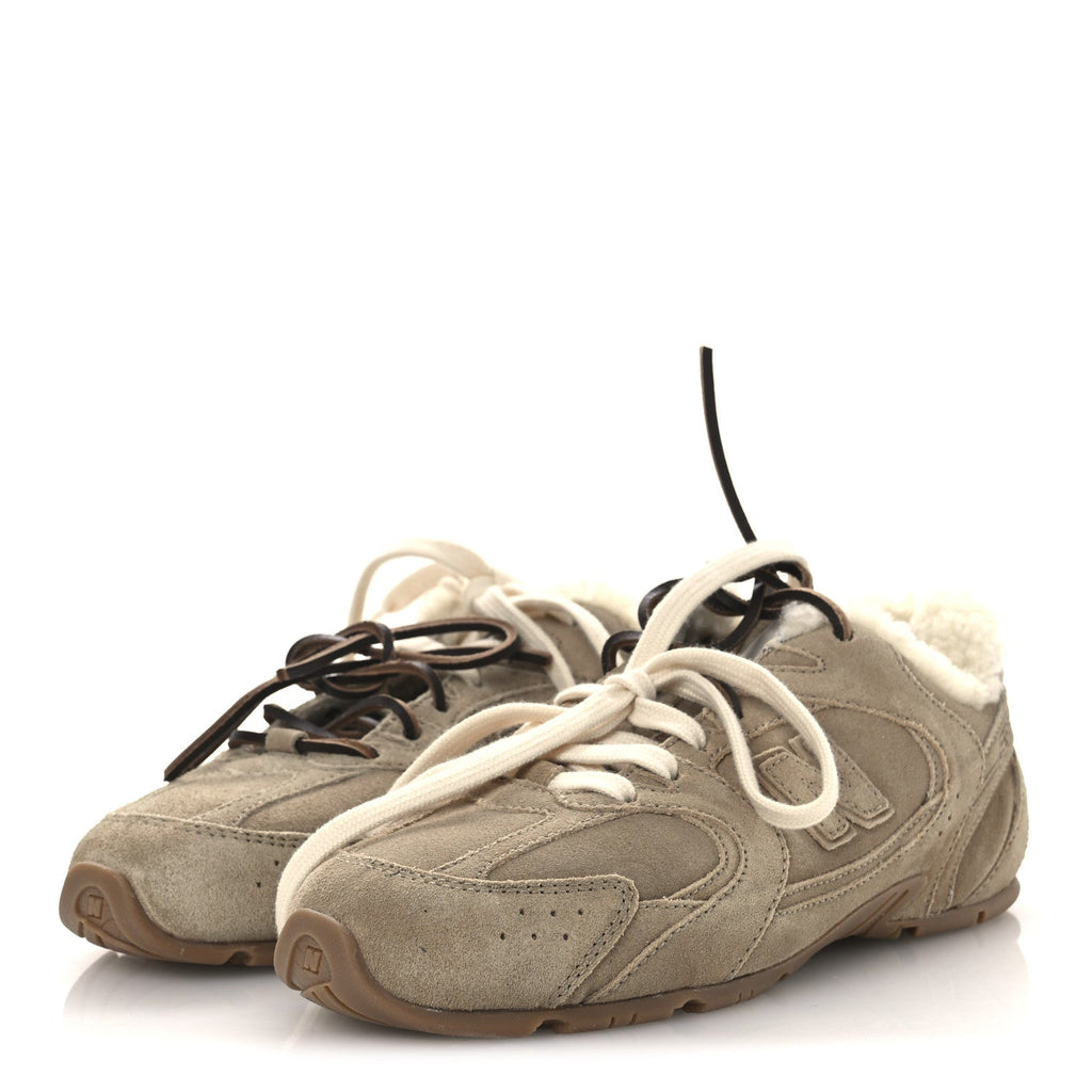X NEW BALANCE SUEDE SHEARLING 530 SL SNEAKERS BLEACHED ECRU