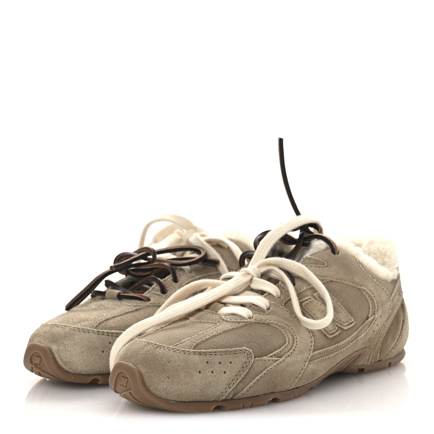 X NEW BALANCE SUEDE SHEARLING 530 SL SNEAKERS BLEACHED ECRU