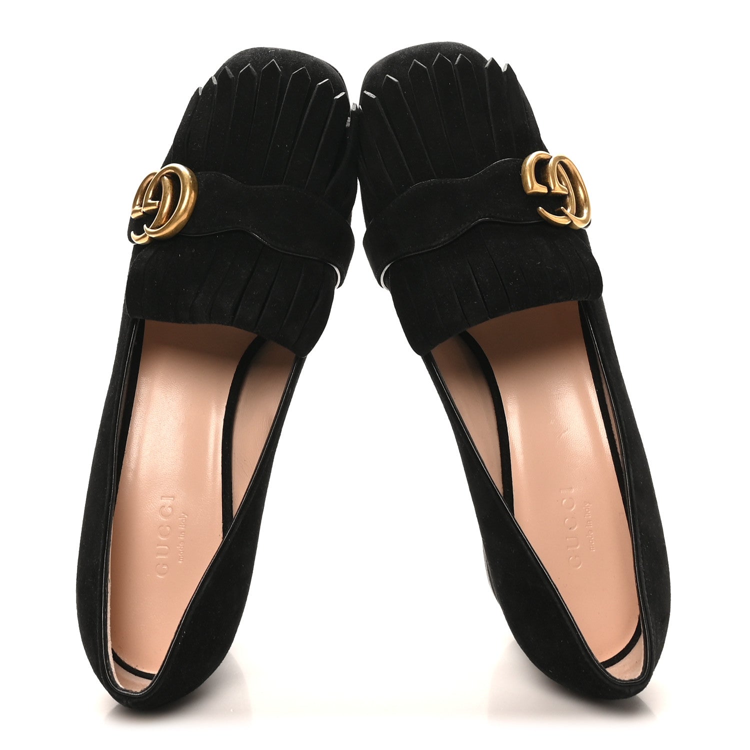 KID SCAMOSCIATO GG MARMONT FRINGE 50MM LOAFER PUMPS BLACK