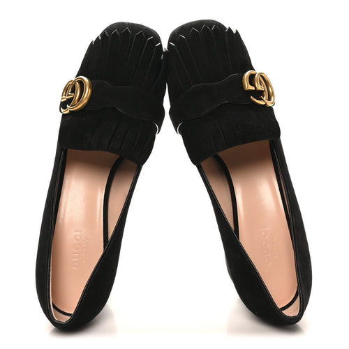KID SCAMOSCIATO GG MARMONT FRINGE 50MM LOAFER PUMPS BLACK