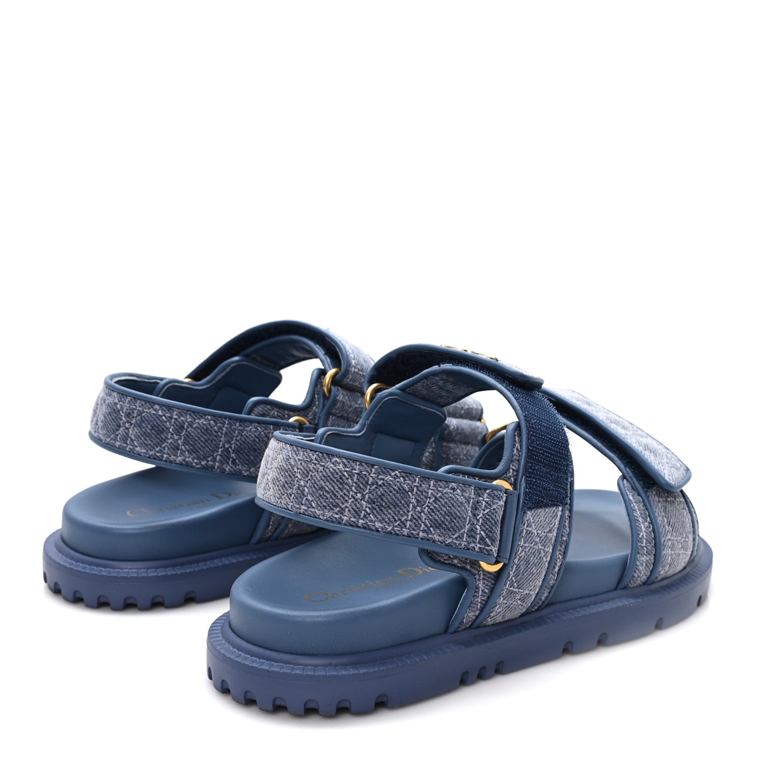 DENIM CANNAGE EMBROIDERED DIORACT SANDALS BLUE