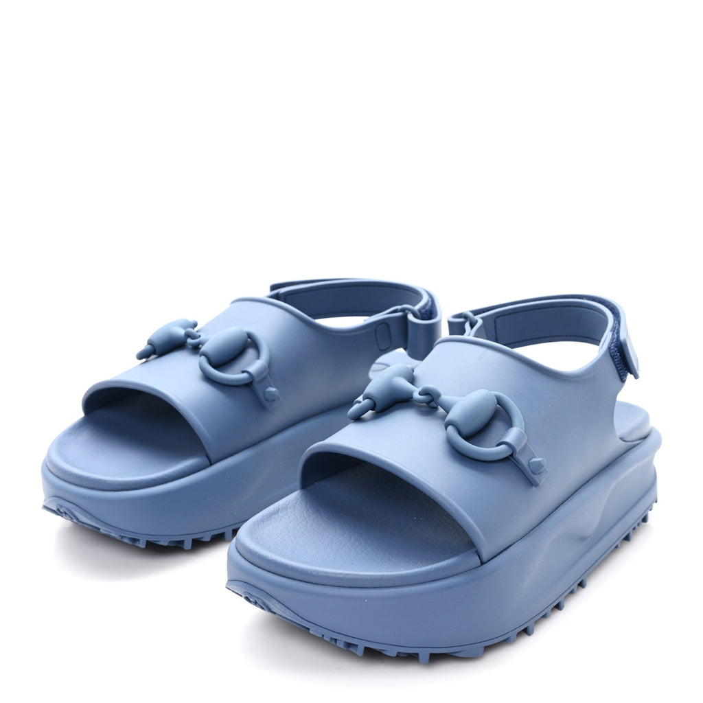 SOFT RUBBER HORSEBIT MENS PLATFORM SLINGBACK SANDALS WASHED INDIGO