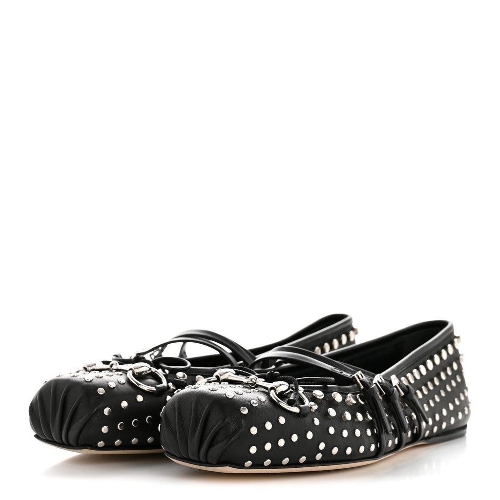 NAPPA CARMAQUE STUDDED HORSEBIT BALLET FLATS BLACK