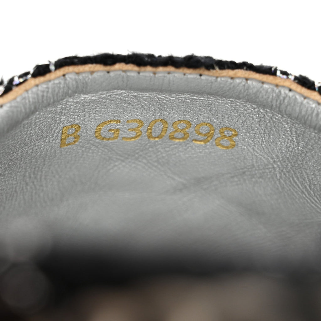 METALLIC TWEED LAMBSKIN CC ESPADRILLES BLACK SILVER