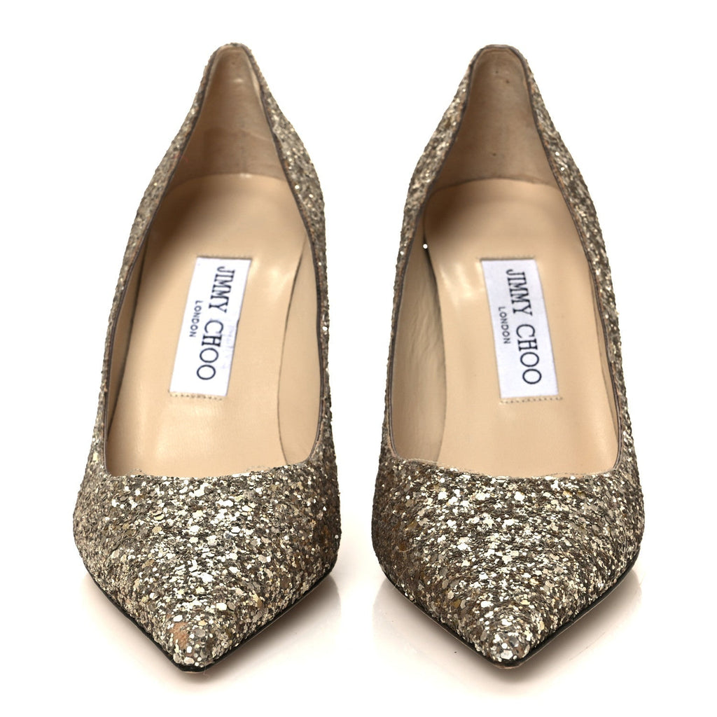 COARSE GLITTER POINTY TOE LOVE 85 PUMPS ANTIQUE GOLD