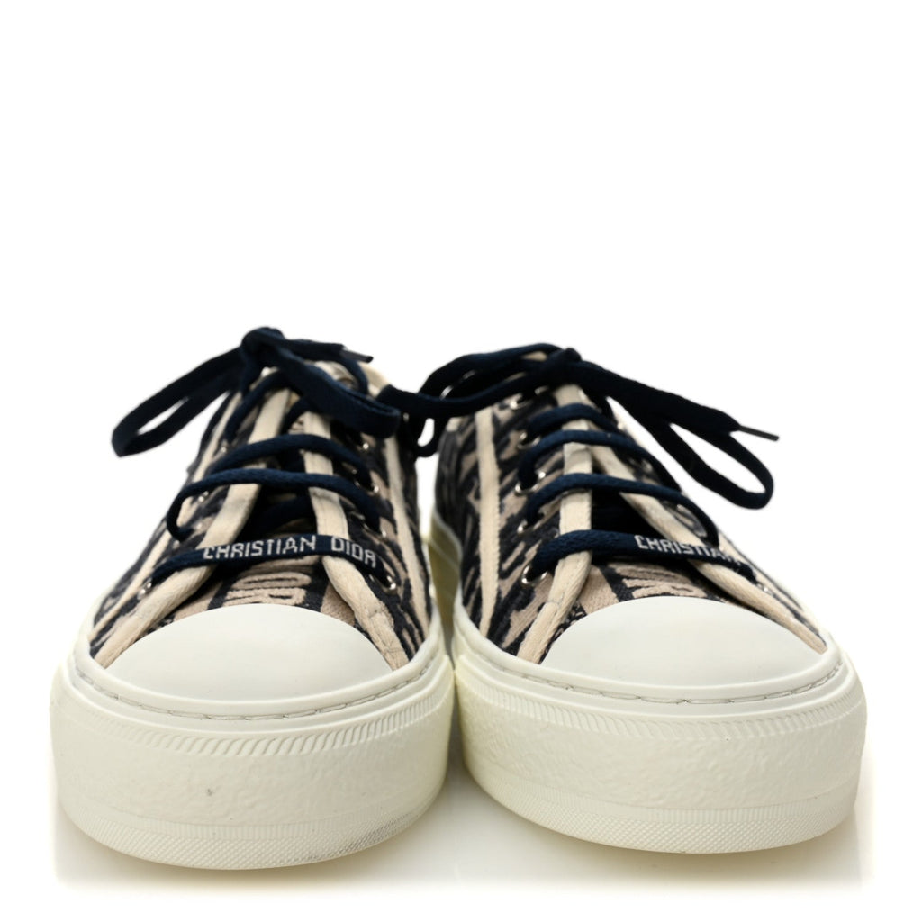 CANVAS OBLIQUE WALK'N'DIOR LOW TOP SNEAKERS DEEP BLUE
