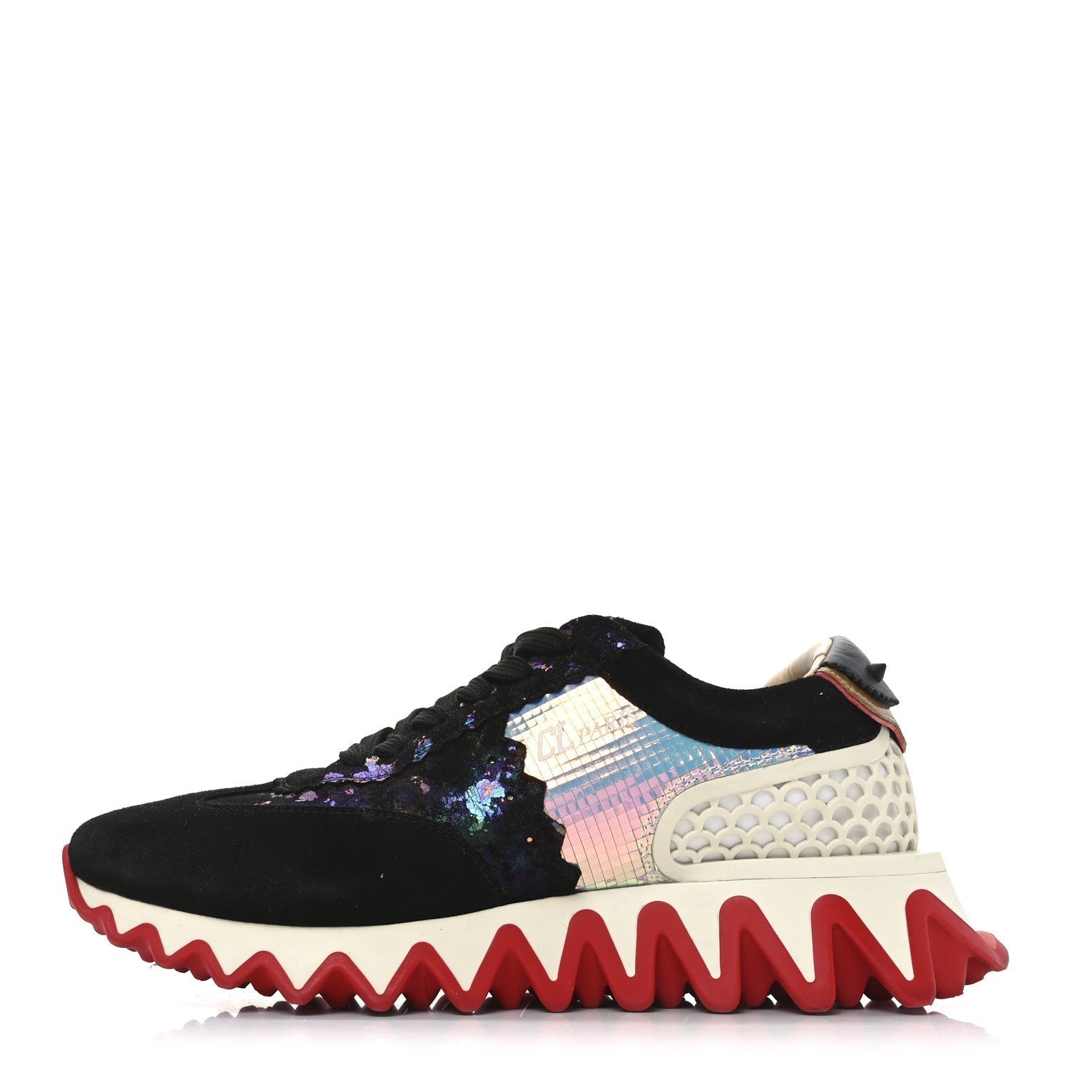 SUEDE MESH CALFSKIN LOUBISHARK SNEAKERS BLACK MULTICOLOR