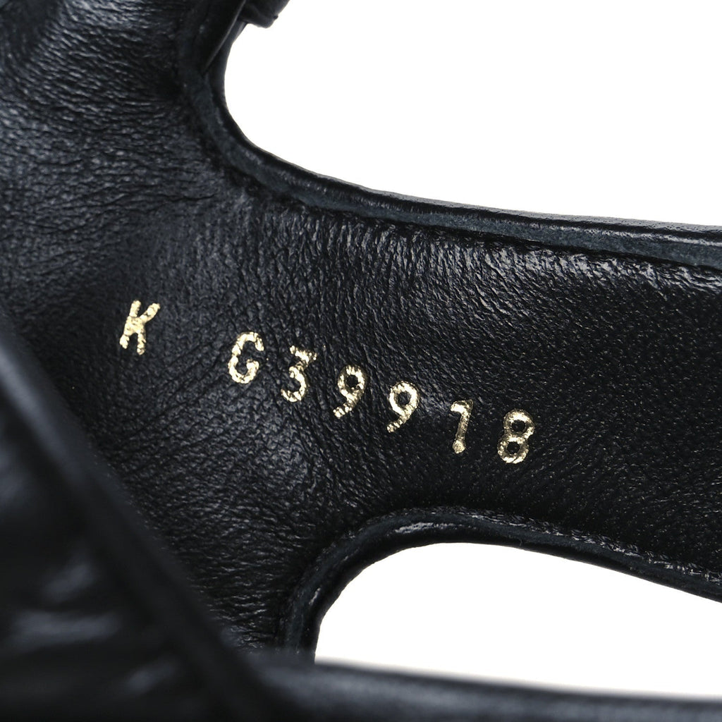 LAMBSKIN QUILTED CC PLATFORM SANDALS BLACK
