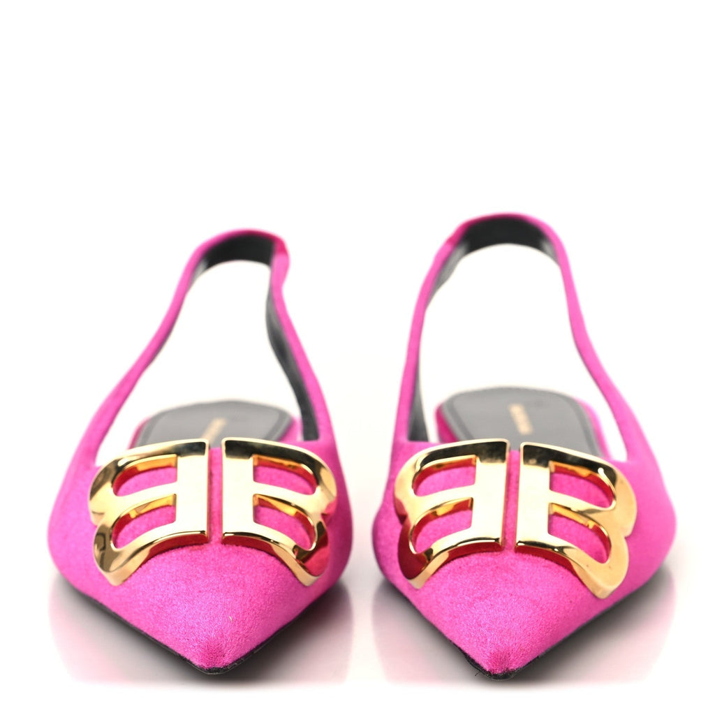 VELVET BB KNIFE POINTY TOE SLINGBACK FLATS PINK