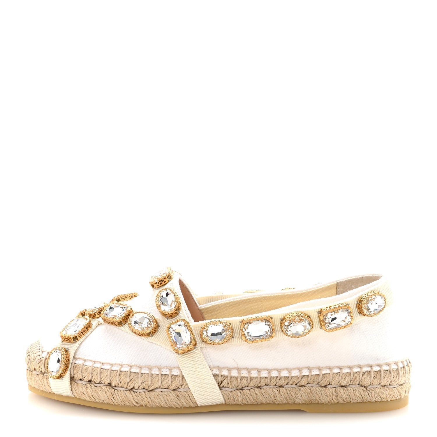 CANVAS CRYSTAL EMBELLISHED ESPADRILLES GREAT WHITE