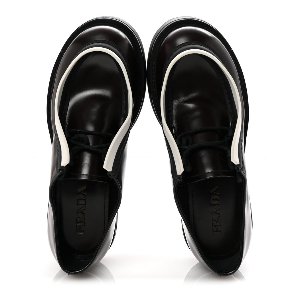 SPAZZOLATO ROIS MONOLITH 55MM DERBY LOAFERS DARK BROWN BLACK