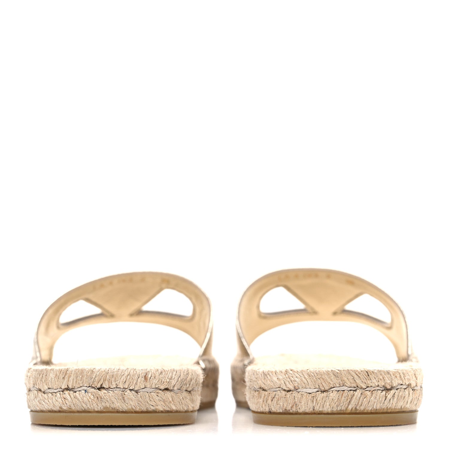 LAMINATED NAPA VLOGO CUT OUT ESPADRILLE FLAT SLIDE SANDALS SILVER