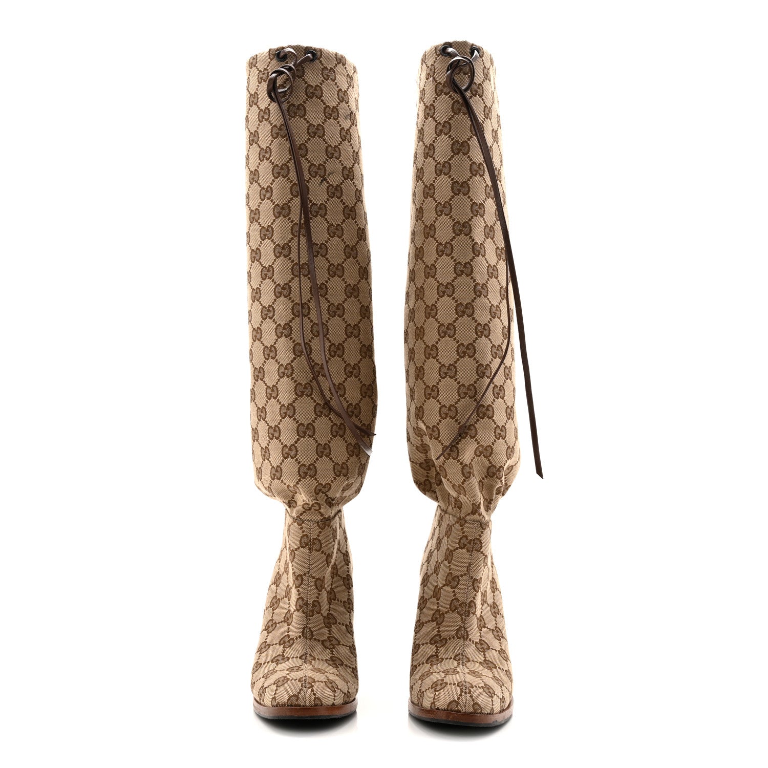 MONOGRAM MALAGA KID LISA MID HEEL BOOTS BEIGE EBONY