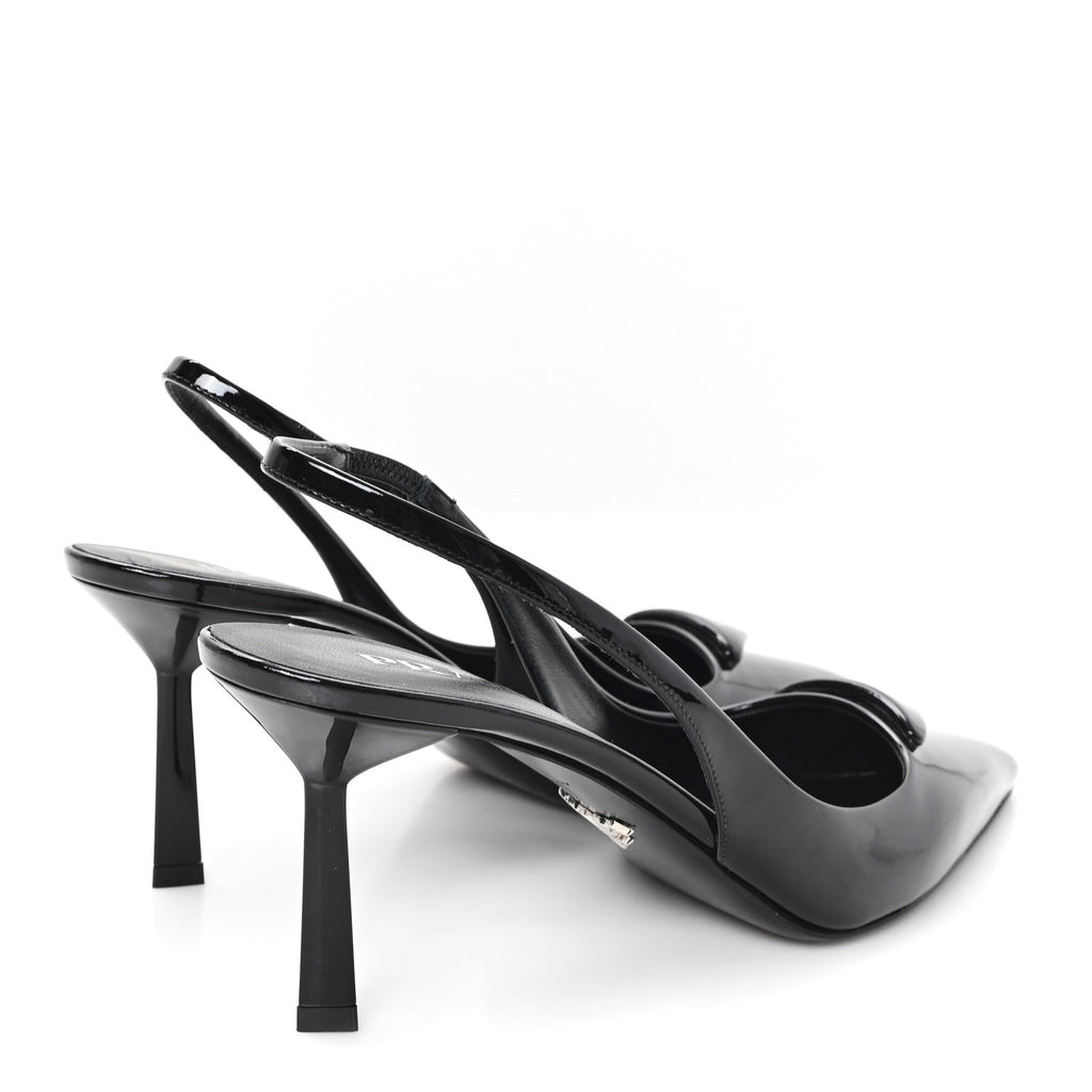 VERNICE LOGO POINTED TOE SLINGBACK PUMPS BLACK