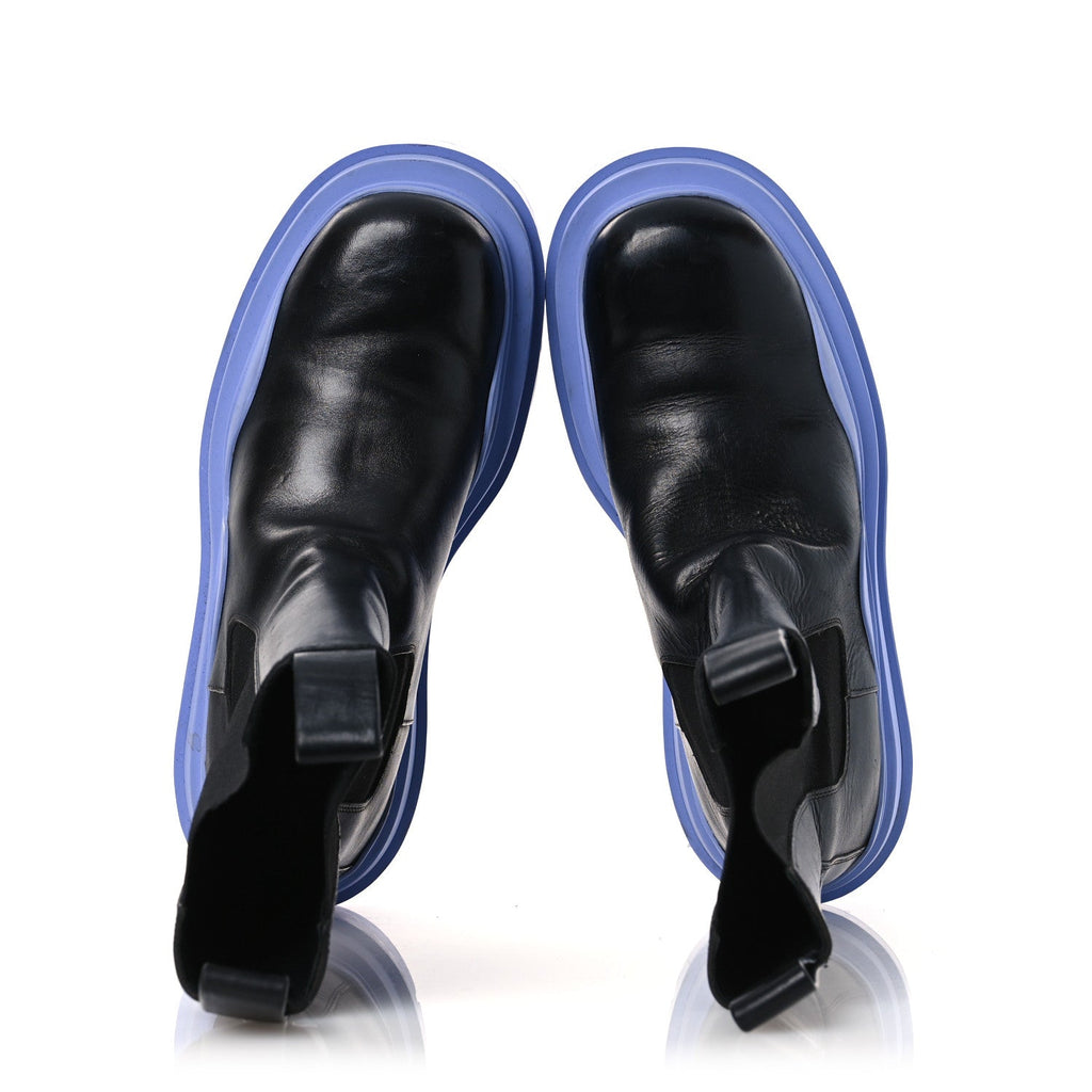 CALFSKIN THE TIRE CHELSEA BOOTS BLACK PERIWINKLE