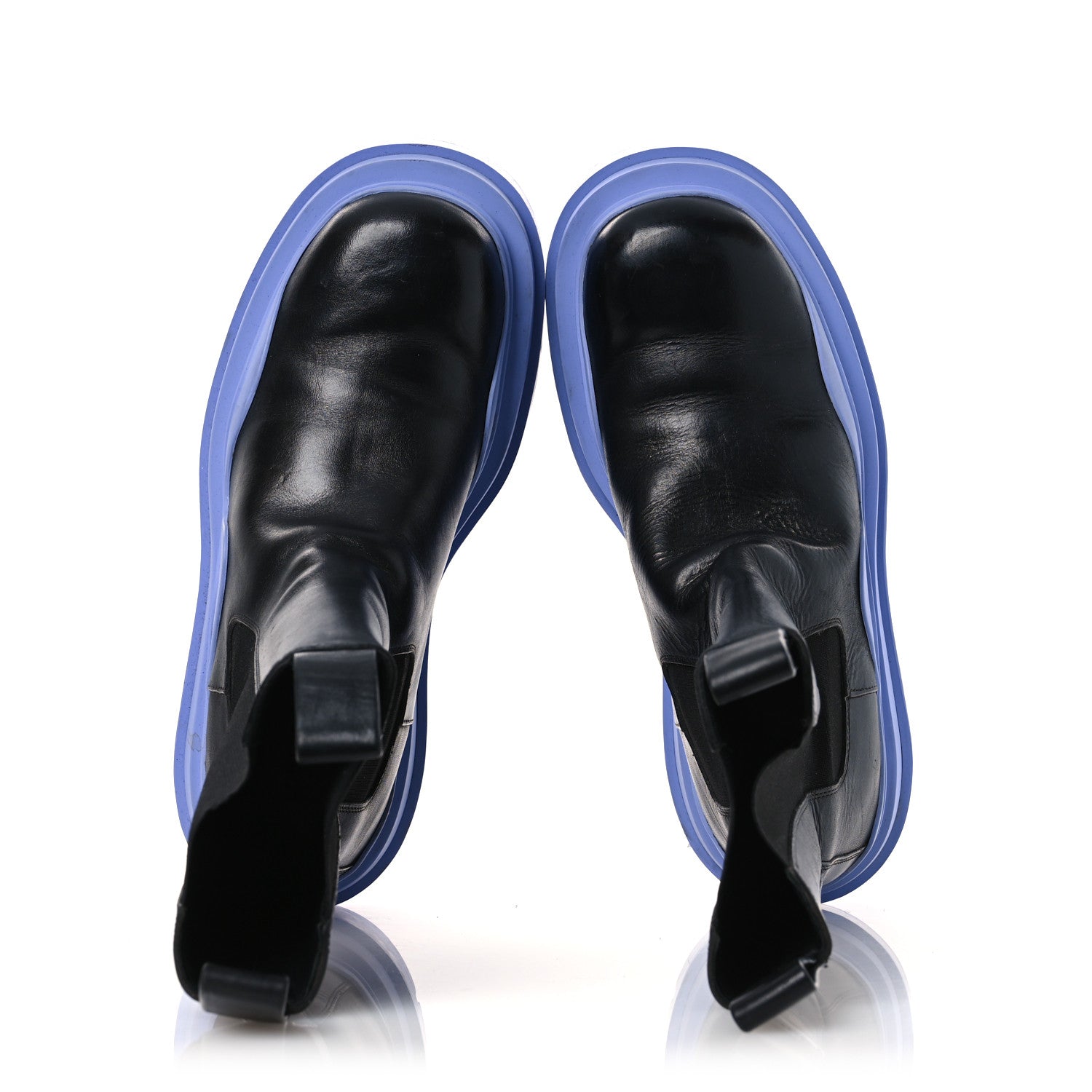 CALFSKIN THE TIRE CHELSEA BOOTS BLACK PERIWINKLE