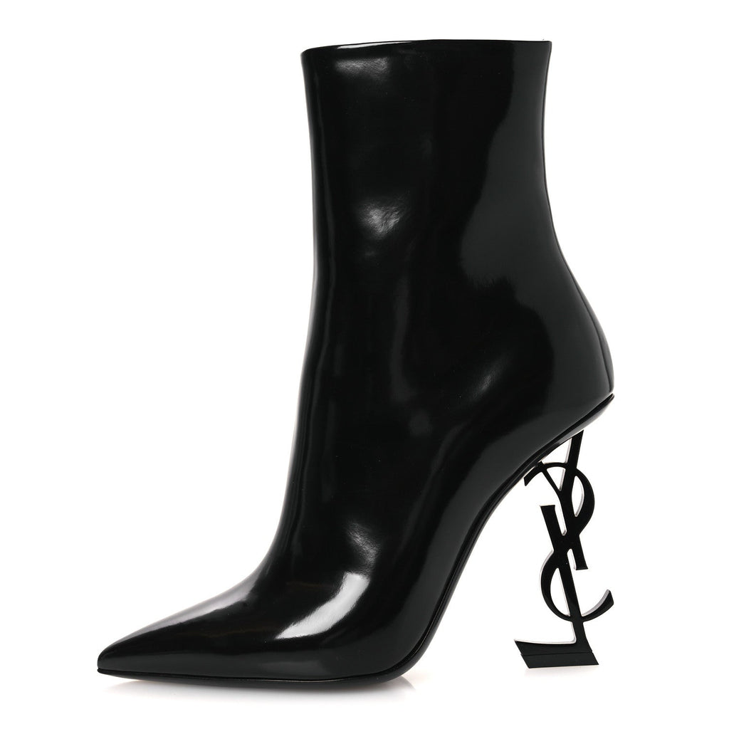 GLAZED CALFSKIN OPYUM ANKLE BOOTS BLACK