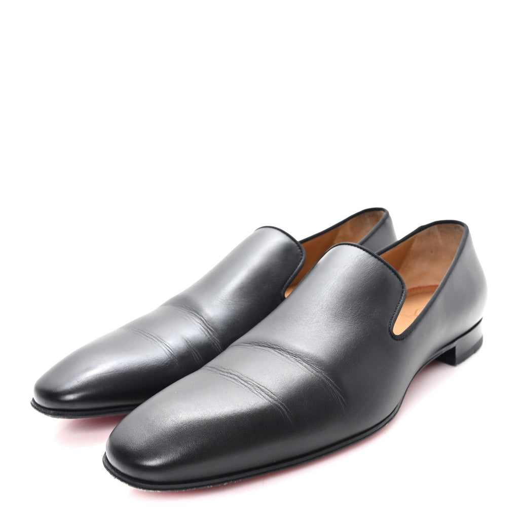 MENS CALFSKIN BROSSE DANDELION FLAT LOAFERS BLACK
